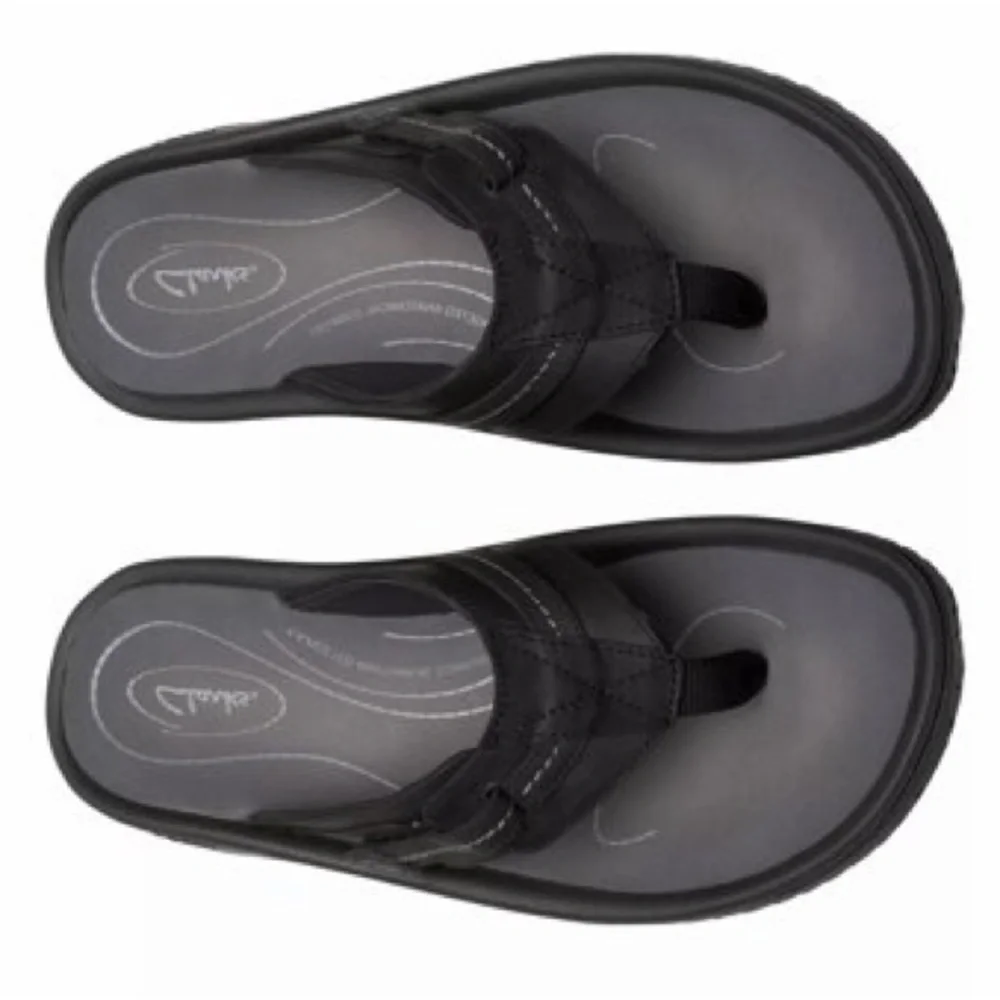 Clarks Wesley Post Men’s Black Athletic Flip Flop Sandals 12M